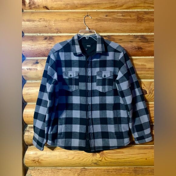 Men’s Hurley Lined Flannel Button Up Shirt Jacket Size Large - Picture 1 of 10
